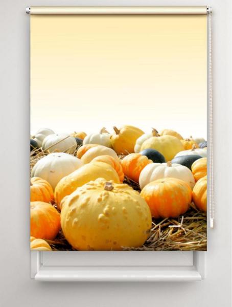 Rollo Kürbiszeit gelb, Rollo, Motivrollo, Rollo mit Druck, Fotorollo, bedrucktes Rollo, Fensterrollo,verdunkelndes Rollo, Sonnenschutz Rollo